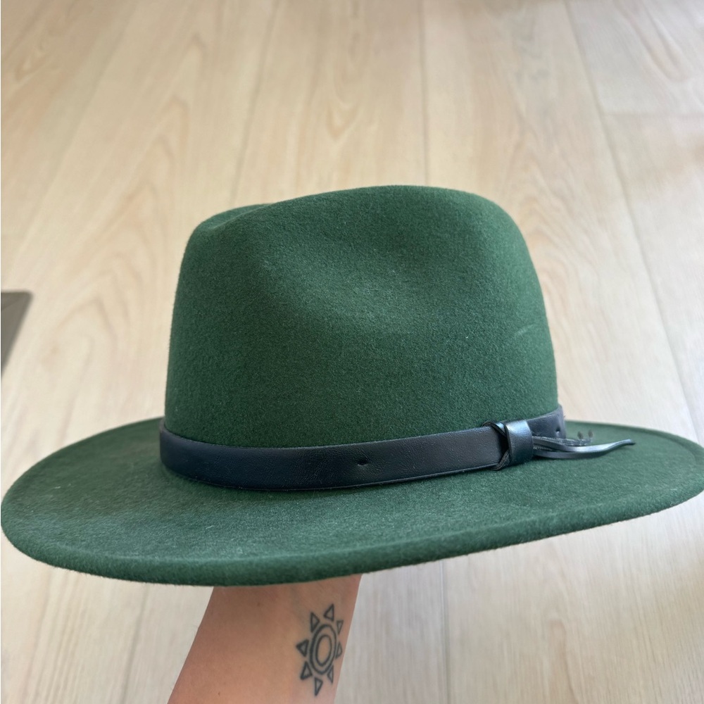 100% Wool Green Hat with Black Band